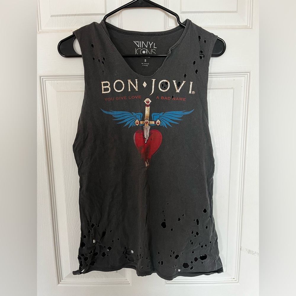 Distressed Black Bon Jovi Tank Top